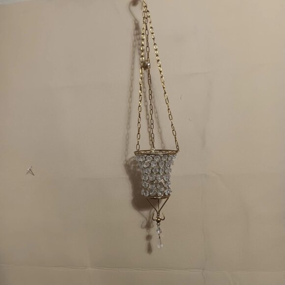 Embellished Crystal Glass Hanging Votive Holder - Picture 1 of 5